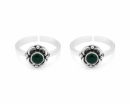 Silver Emerald Aura Toe Rings