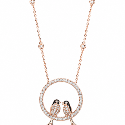 Eternal Lovebirds Circle Pendant