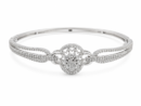 Pear Cut Triple Line Silver Bangle