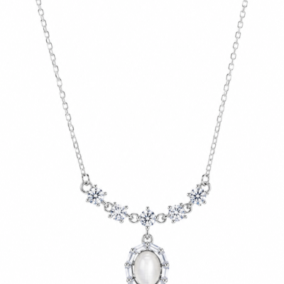 Moonlit Oval Crystal Drop Pendant