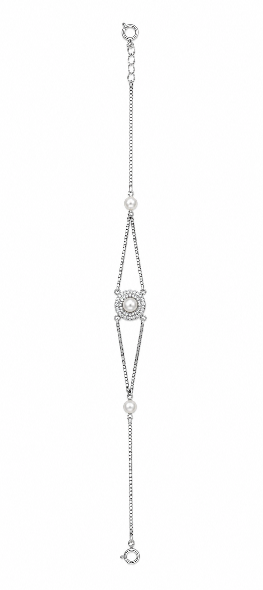 Silver Pearl Grace Hand Bracelet