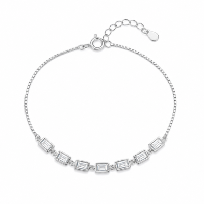 Silver Emerald Frame Bracelet