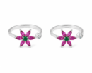 Silver Pink Blossom Toe Rings