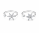 Silver Crystal Lily Toe Rings