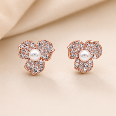 Rose gold Pearl Blossom Studs