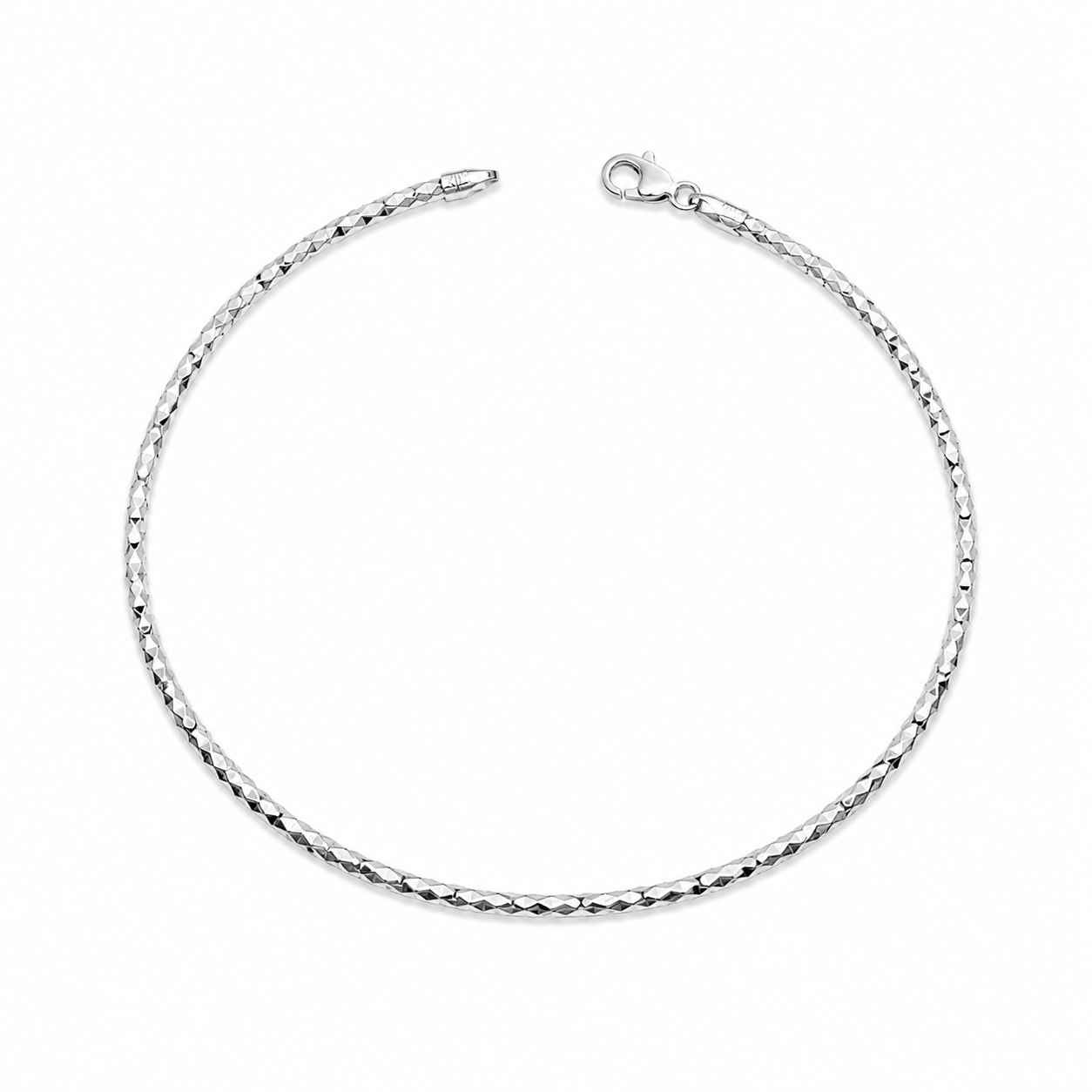 Classic Diamond-Cut Silver Anklet