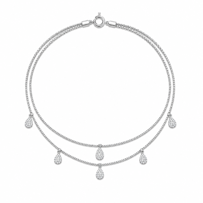 Silver Dewdrop Charm Anklet
