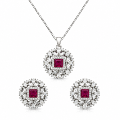 Ruby Royale Halo Necklace