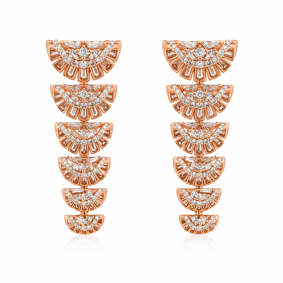 Rose Gold Regal Cascade Earrings