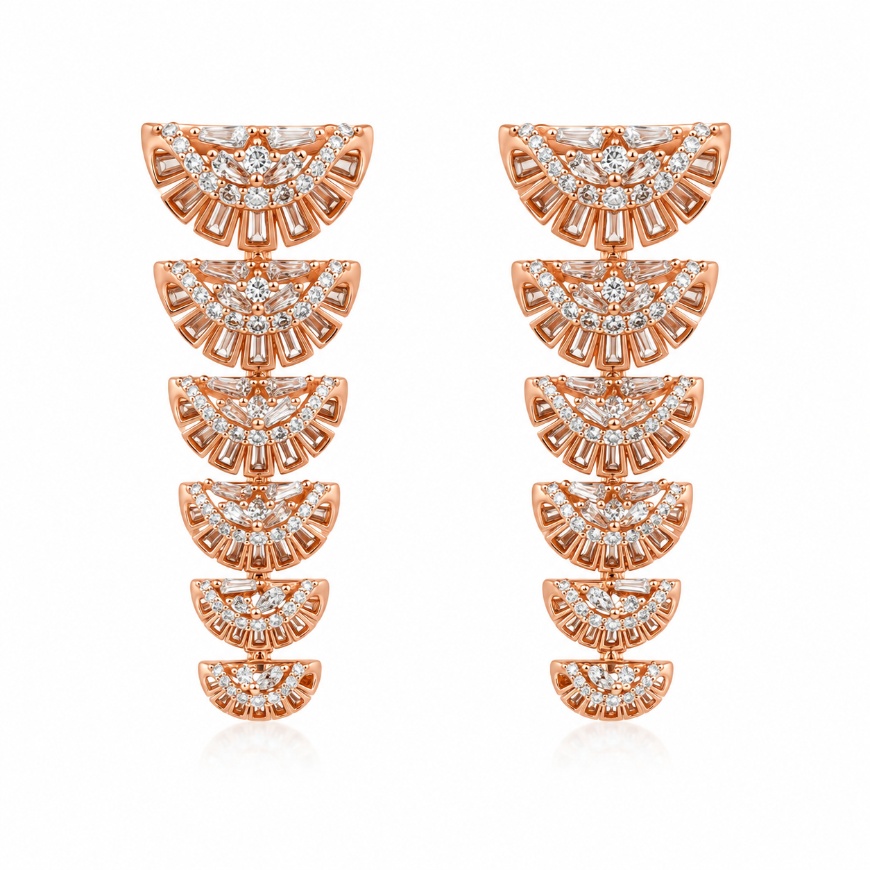 Rose Gold Regal Cascade Earrings