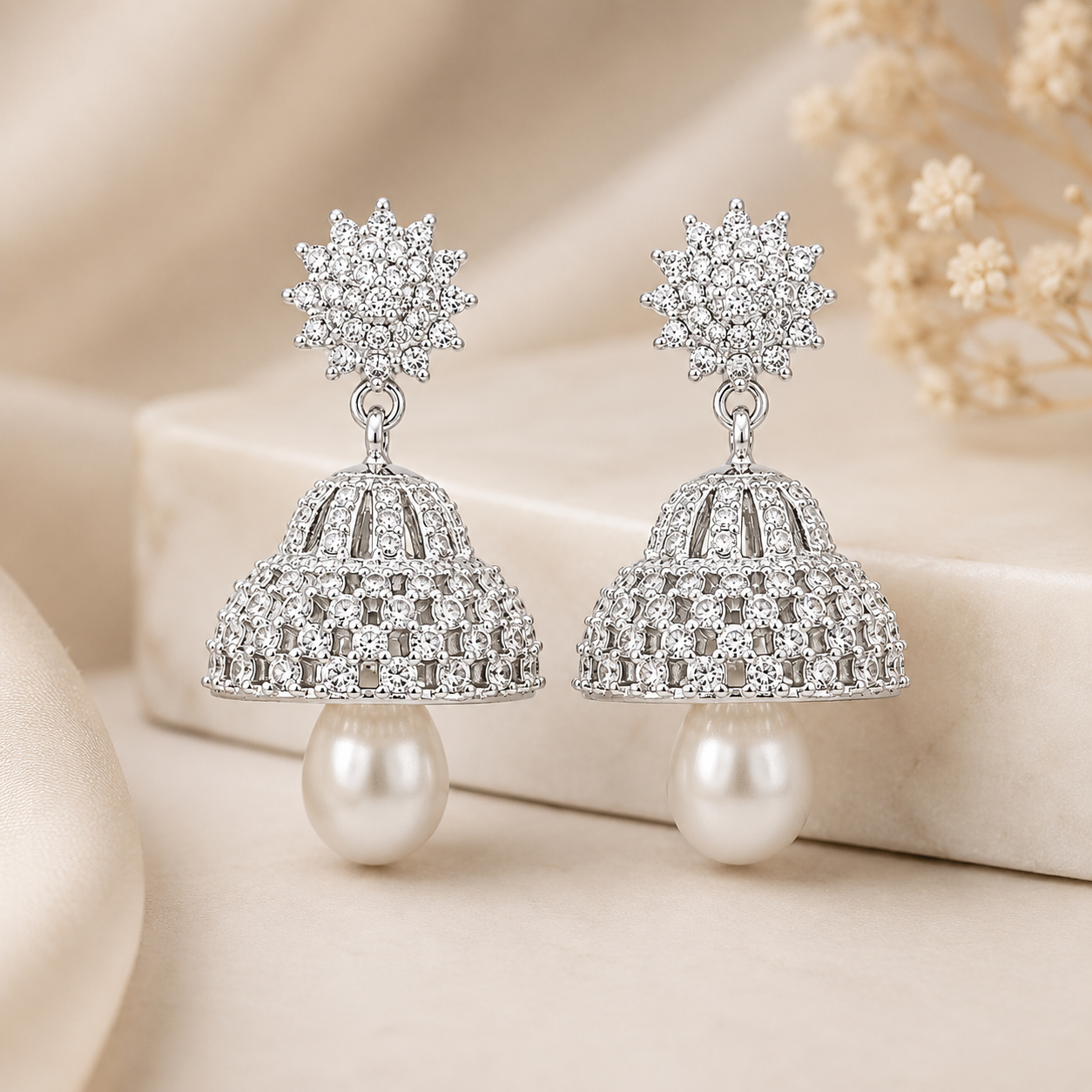 Pearl Dome Jhumka Earrings